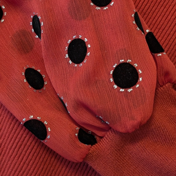 OnTwelfth red ladybug sleeve blouse 3x - Picture 7 of 7